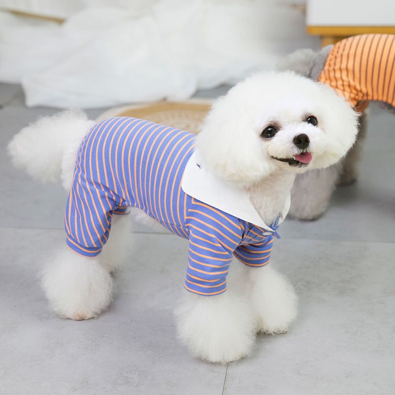 Animaux de compagnie automne et hiver Teddy pets, sweats à capuche à quatre pattes, vêtements en laine, 21 vêtements de maison rayés_voghion.com