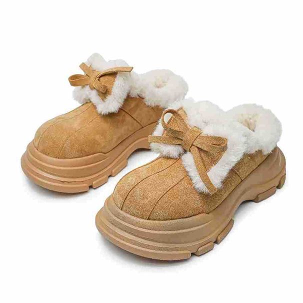 Stivali da neve da donna con suola spessa, nuovo stile inverno 2025, foderati in pile, spessi, pantofole in cotone stile Birken a punta chiusa_voghion.com