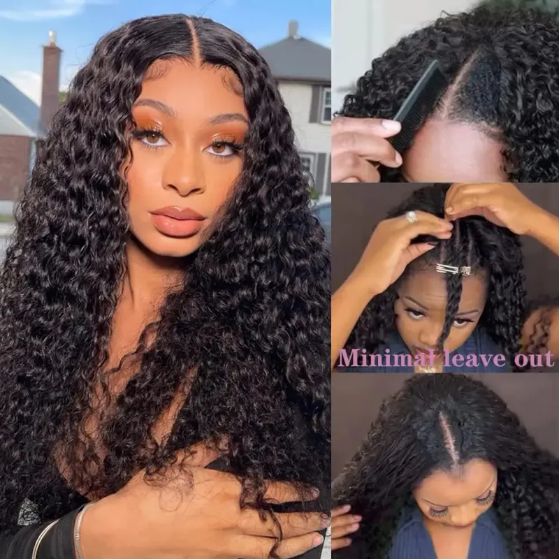 Water Wave V Part Wig Human Hair 180% Density Full Machine Made Wigs For Women_voghion.com