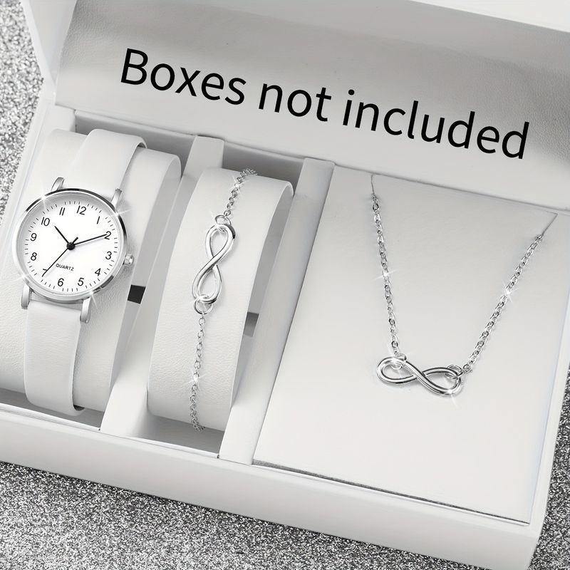 PU Deri Kayış ve Takı Seti ile Zarif Kadın Kuvars Saat, Alaşımlı Kasa, Minimalist Moda Saati_voghion.com