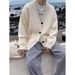 Cardigan tricoté pour homme, veste à col en V profond, couleur unie, style décontracté et ample, automne-hiver_voghion.com