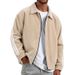 "Men's Corduroy & Polyester Zip-Up Jacket – Ribbed Collar, Relaxed Fit, Windproof Casual Coat (S-4XL, 10 Colors, Business-to-Street Style)"_voghion.com