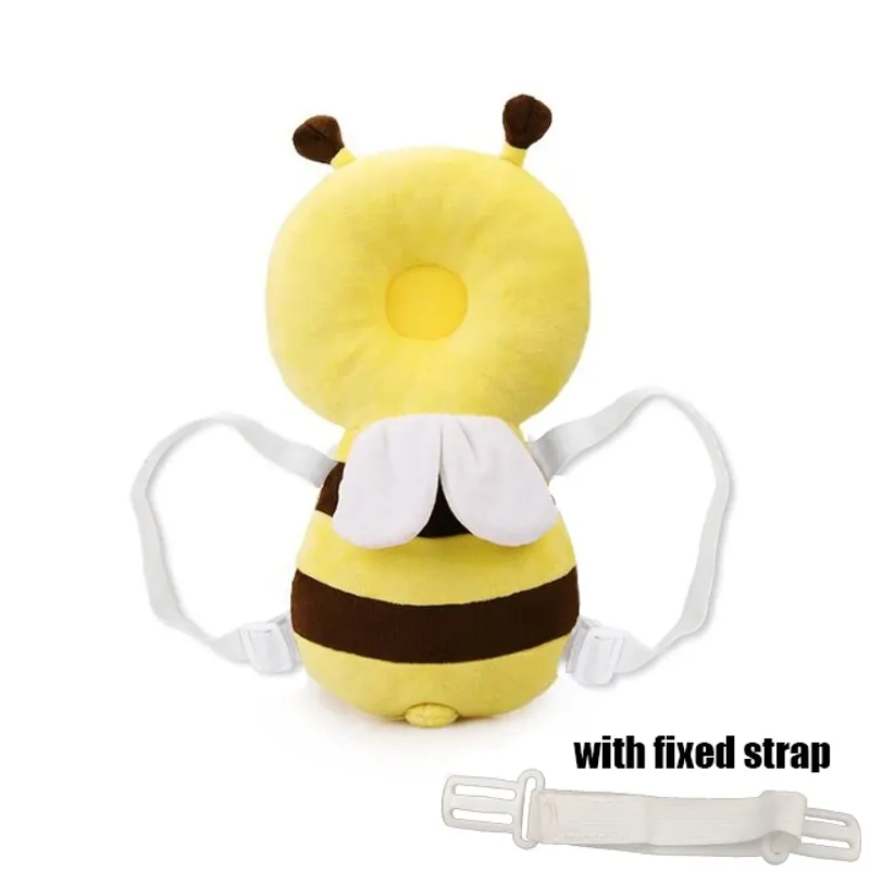 Protector de cabeza y espalda Almohada protectora para bebés Aprender a caminar Arnés para la cabeza Prevención de lesiones Almohadilla de seguridad Prevención de caídas Dibujos animados Abeja Almohadas para niños_voghion.com