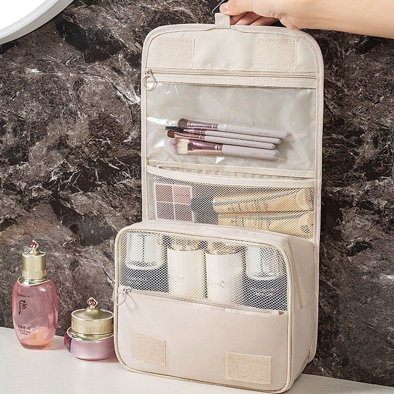 Twill hanging travel toiletry bag cosmetic bag large capacity Oxford cloth hook toiletry bag travel storage bag_voghion.com