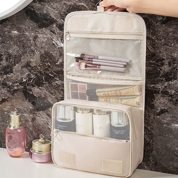 Twill hanging travel toiletry bag cosmetic bag large capacity Oxford cloth hook toiletry bag travel storage bag_voghion.com
