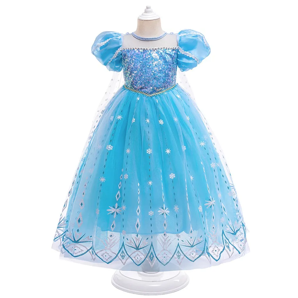 Kids' Clothing Frozen New Cos Costume Girls Princess Dress Long Performance Costume Summer Dress_voghion.com