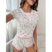 Sweet Pajama Set For Women Spring Summer New High-End Floral Round Neck Short Sleeve Long Pants Loungewear_voghion.com