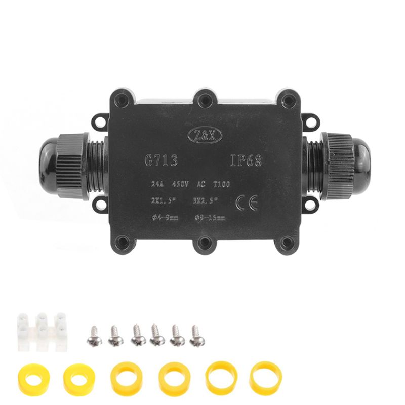 IP68 Waterproof Junction Box Electrical Enclosure Cable Connecting Terminal Block Waterproof Box Black Cable Junction Box_voghion.com