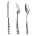 Colorful Enamel Style Western Cutlery Home Use, Stainless Steel Knife, Fork, Spoon Set For Adults And Children_voghion.com