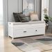 Storage Bench With 3 Shutter-shaped Doors,Shoe Bench With Removable Cushion And Hidden Storage Space_voghion.com