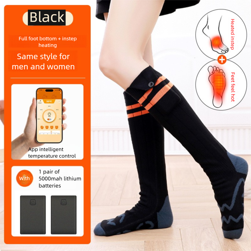 Rechargeable Winter Warm Heating Foot Outdoor Skiing Cycling Electric Heated Socks Temperature Adjustment_voghion.com