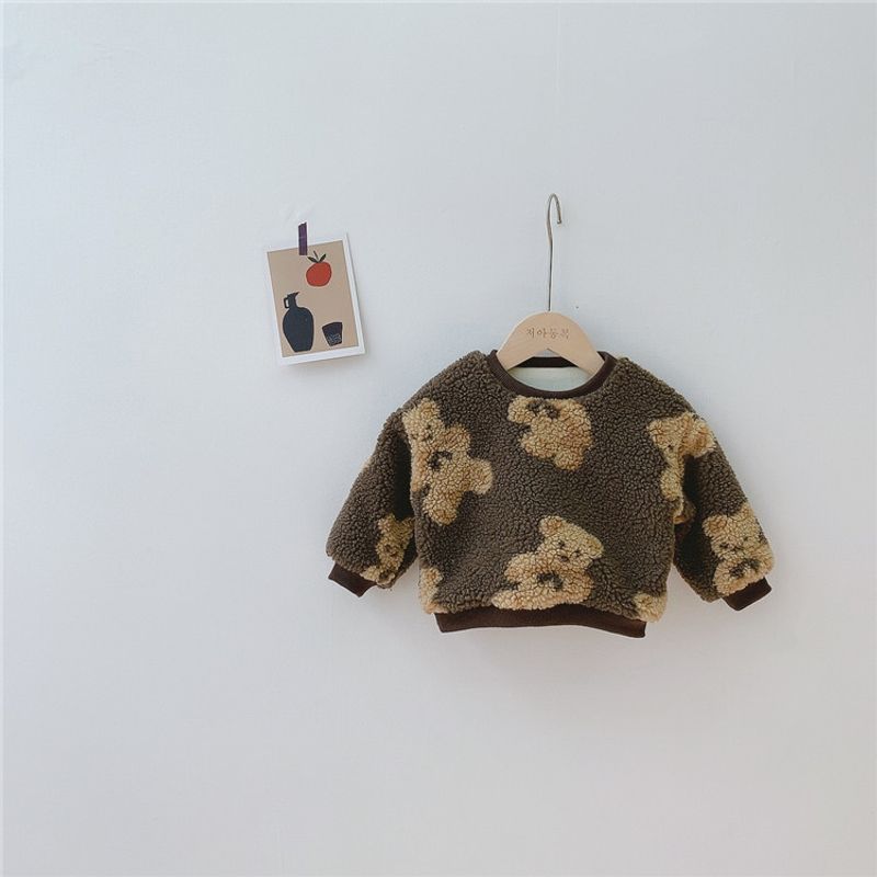 Baby clothing Baby bear thick hoodie boy baby warm coat with fleece winter coat_voghion.com