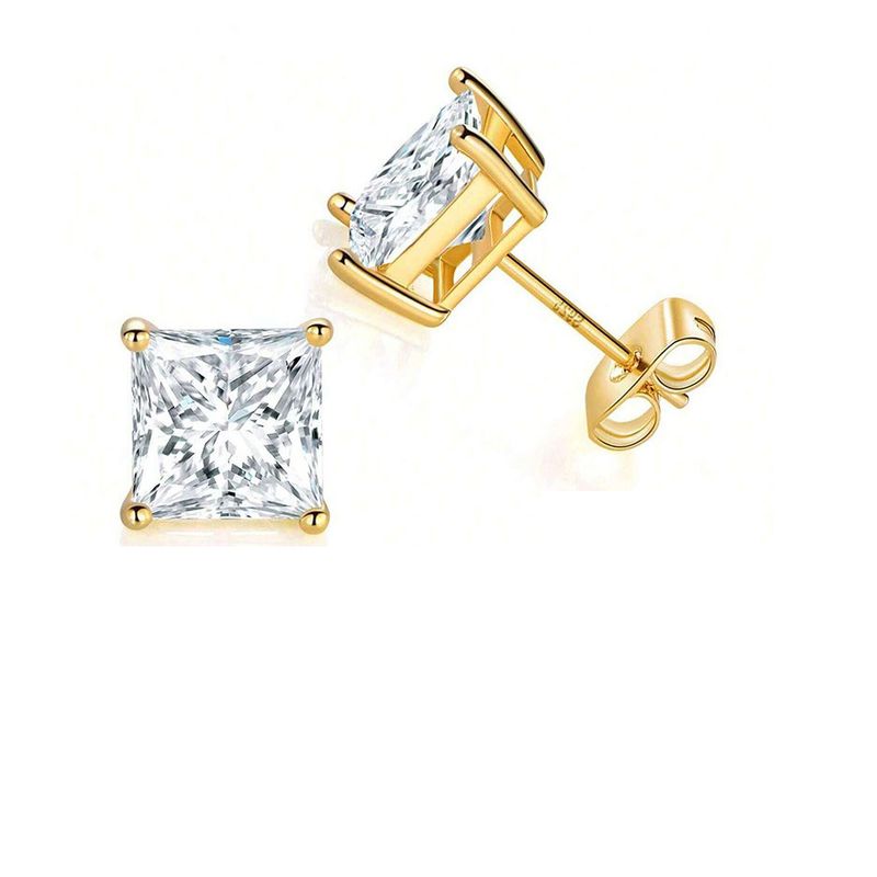 Orecchini da donna in argento sterling S925 con zirconi a quattro punte, eleganti dal design geometrico per l'uso quotidiano_voghion.com