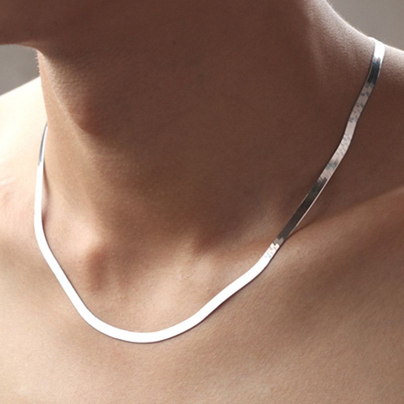 Collana con catena a lama in argento Sterling BAYTTG da 4 mm, 18/20/22/24 pollici, per donne e uomini, regalo di moda_voghion.com