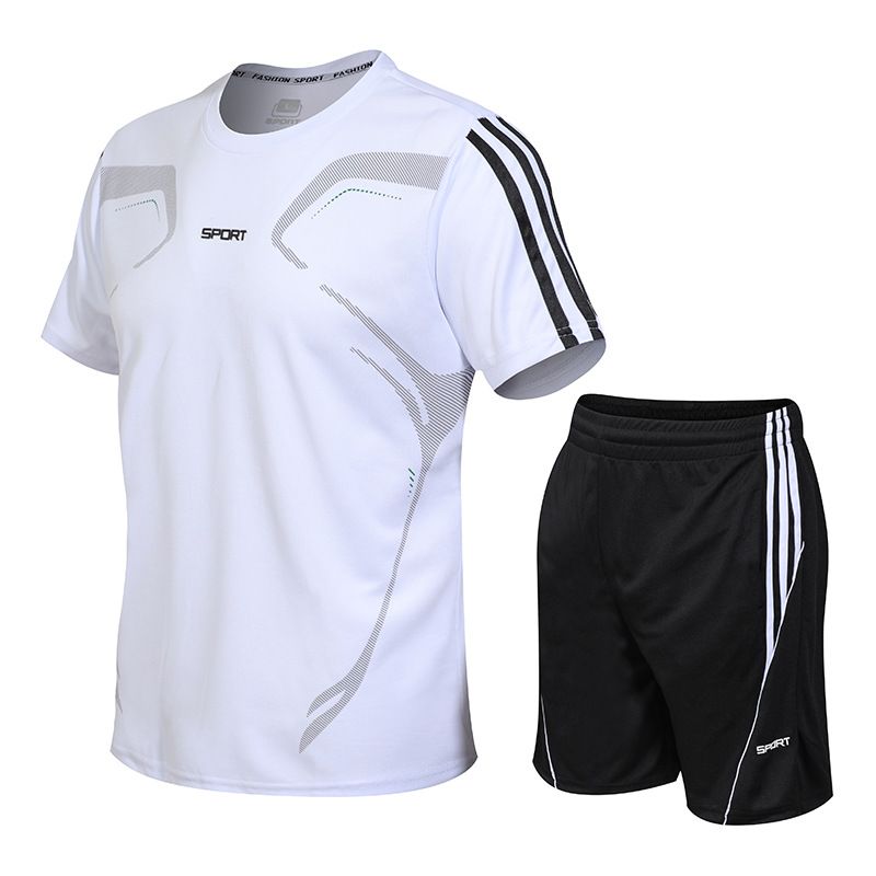 Sommer-Herren-Outdoor-Sportanzug, kurzärmelige, schnell trocknende Kleidung, atmungsaktiver Lauf-Fitnessanzug in Teamgröße_voghion.com