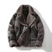 Men's Winter Sherpa-Lined Jacket With Faux Fur Collar, Oversized Punk Style Zip-Up Coat, Windproof Thickened Outerwear (Sizes M-5XL, Beige/Gray)_voghion.com
