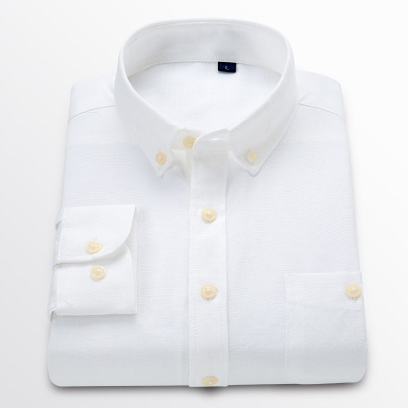 Men's suits new men's Oxford spinning shirt youth slim fit fresh all-match shirt non-ironing_voghion.com