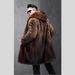Men’s Faux Mink Fur Jacket – Hooded Longline Overcoat With Button Closure (S-5XL, Dark Brown)_voghion.com