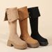 Herbst/Winter Neue Overknee-Stiefel Slim-Fit Wildleder Damen Stil Langbeinige Stiefel mit klobigem Absatz_voghion.com