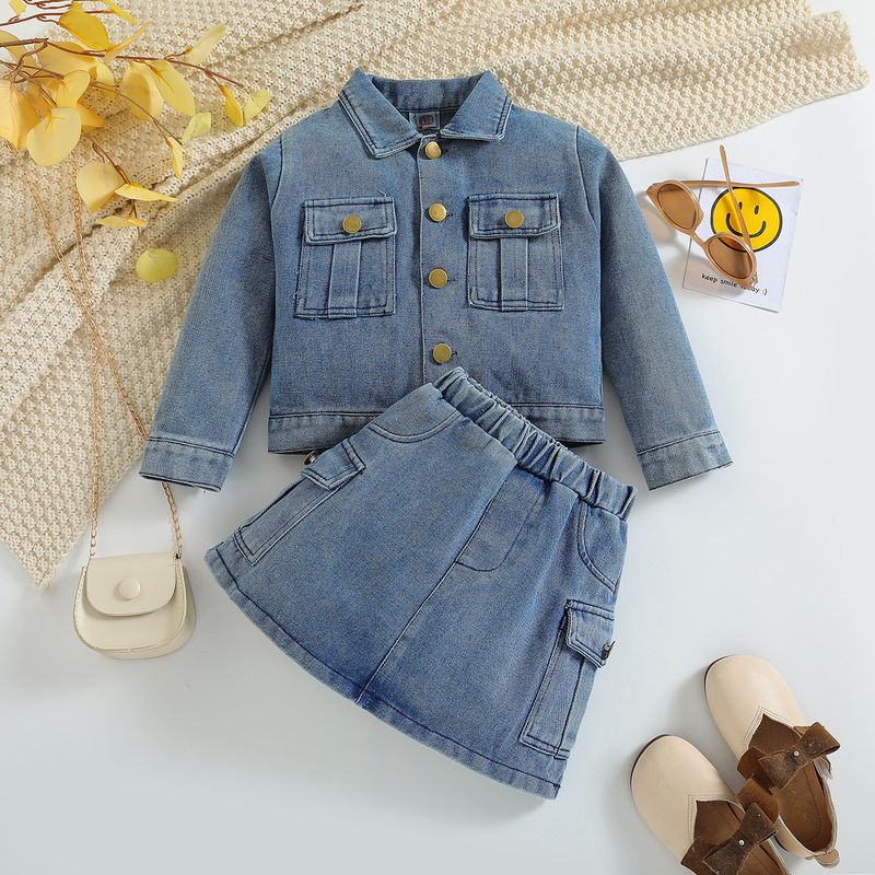 SAMGAMIBABY kinder frühling und herbst kleidung neue mädchen denim anzug modische langarm jacke ausgestelltes hosen_voghion.com