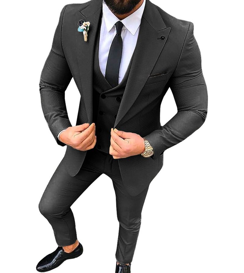 Traje de hombre con cuello, traje profesional ajustado de estilo Hong Kong para ocio general en las cuatro estaciones_voghion.com