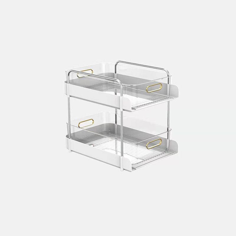 Organiseur de rangement de salle de bain en plastique PET à 3 niveaux avec tiroirs - Chariot à roulettes polyvalent pour douche, toilettes et bureau (armoire peu encombrante)_voghion.com