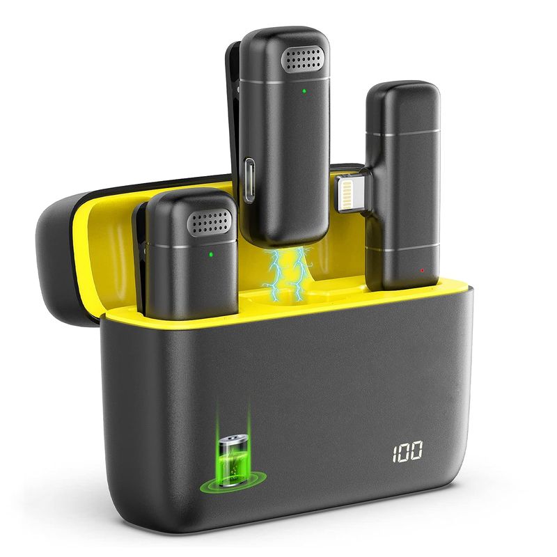 K30 brezžično polnilno ohišje z mikrofonom Lavalier, prenosno snemanje zvoka in videa za iPhone, Android, prenosni računalnik, igranje iger v živo_voghion.com