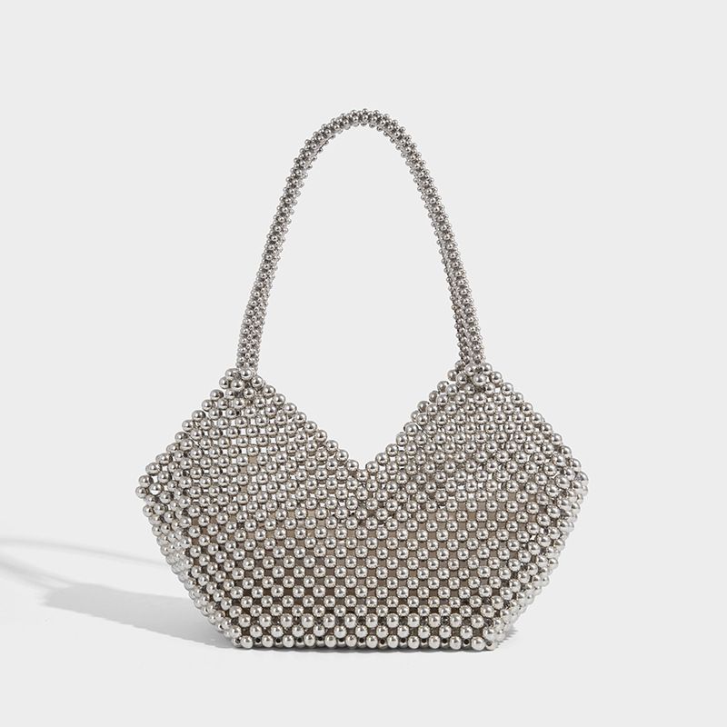 Tendenza di design di nicchia 2025 Borsa a tracolla primavera estate con perle testurizzate Borsa a mano piccola quadrata universale da donna_voghion.com