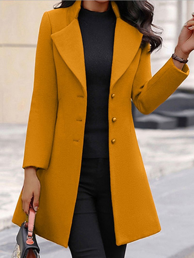women's new fashionable temperament casual lapel solid color woolen coat for women_voghion.com