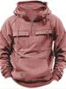 Spring And Autumn New Men's Hooded Solid Youth Sports Multi Pocket Patch Leather Sweater Coat_voghion.com