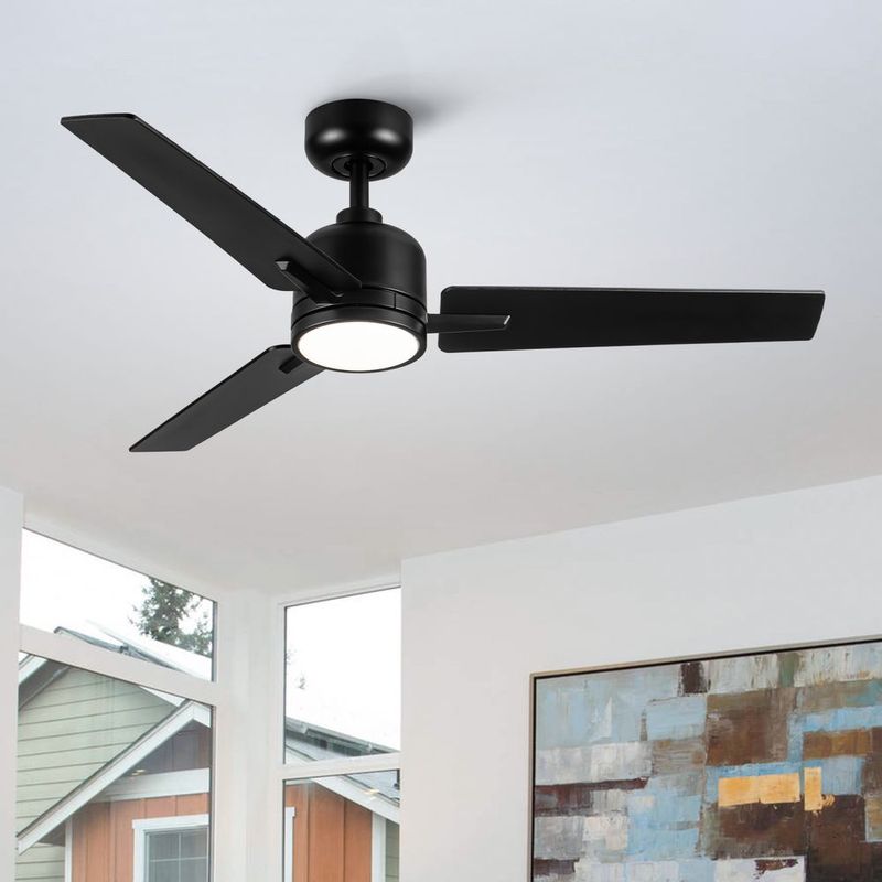 48' Black Lowe Profile Ceiling Fan With Light_voghion.com