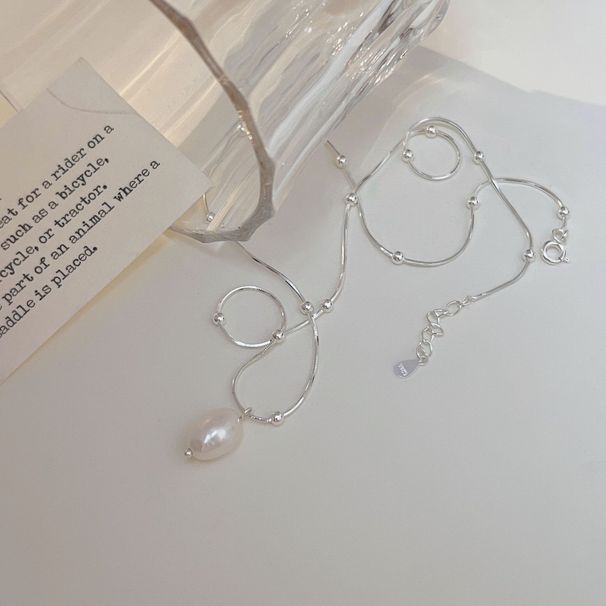Collana di perle barocche naturali in argento puro Chiheng S per donna, stile coreano, primavera estate, nuovo, semplice e minimalista._voghion.com
