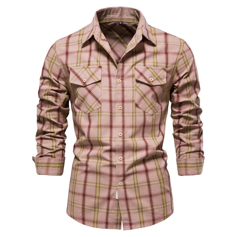 Men's clothing Professional shirt Fashion plaid long-sleeved shirt_voghion.com