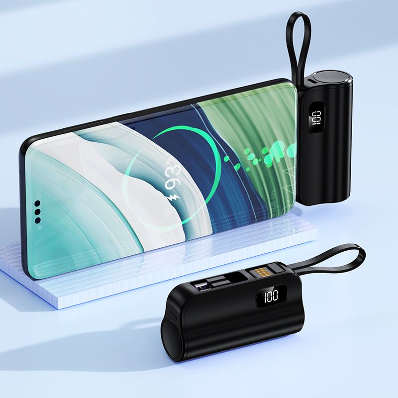 Power Bank Mini Capsule Power Bank con Spina a Coda Nascosta e Supporto 5000 mAh Piccolo e Comodo Alimentatore Mobile in Lotto_voghion.com