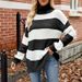 Women's Casual Long Sleeve Halloween Sweater Pumpkin Striped V Knitted Cardigan_voghion.com