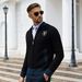 Men's Fleece-Lined Knit Sweater - Warm V-Neck Cardigan For Winter, Soft & Comfortable, Machine Washable (Available In Multiple Colors & Sizes)_voghion.com