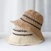 Hot Sale 2024 Womens Straw Hats crochet bucket UV Protection Sun Visor stripe Fisherman's Visors Ladies Women Summer hat Cap_voghion.com