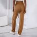 Pantalon décontracté de couleur unie pour femme_voghion.com