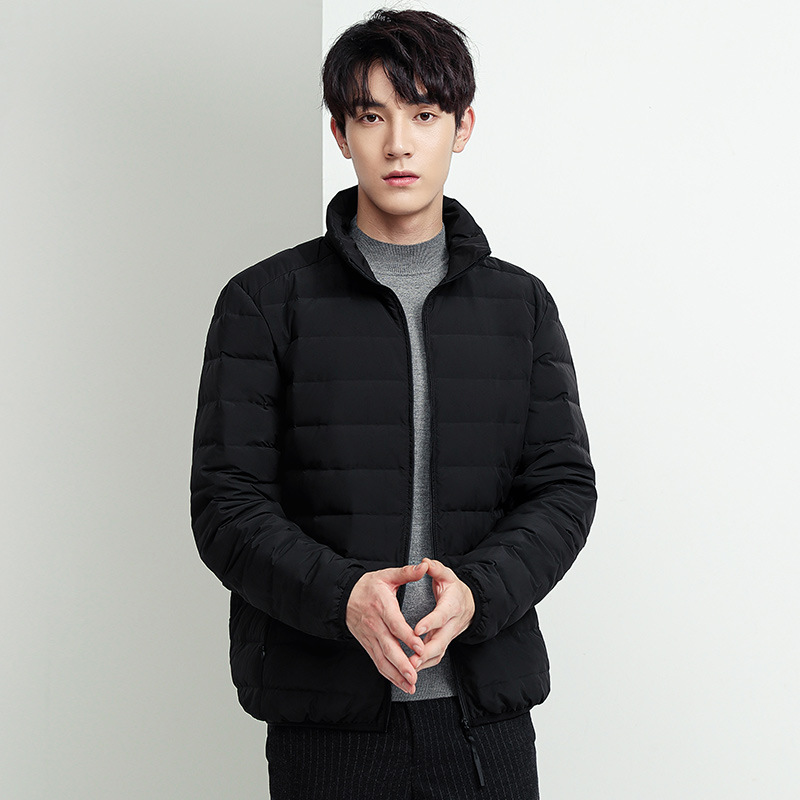  2023 autumn and winter new style light down jacket men's short fashion stand-up collar white duck down thickened warm jacket_voghion.com