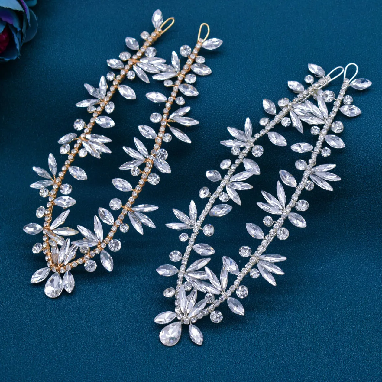 Bridal Necklace Headdress Handmade Rhinestone Wedding Dress Hair Accessories Styling Soft Headband Hairband Pendant_voghion.com