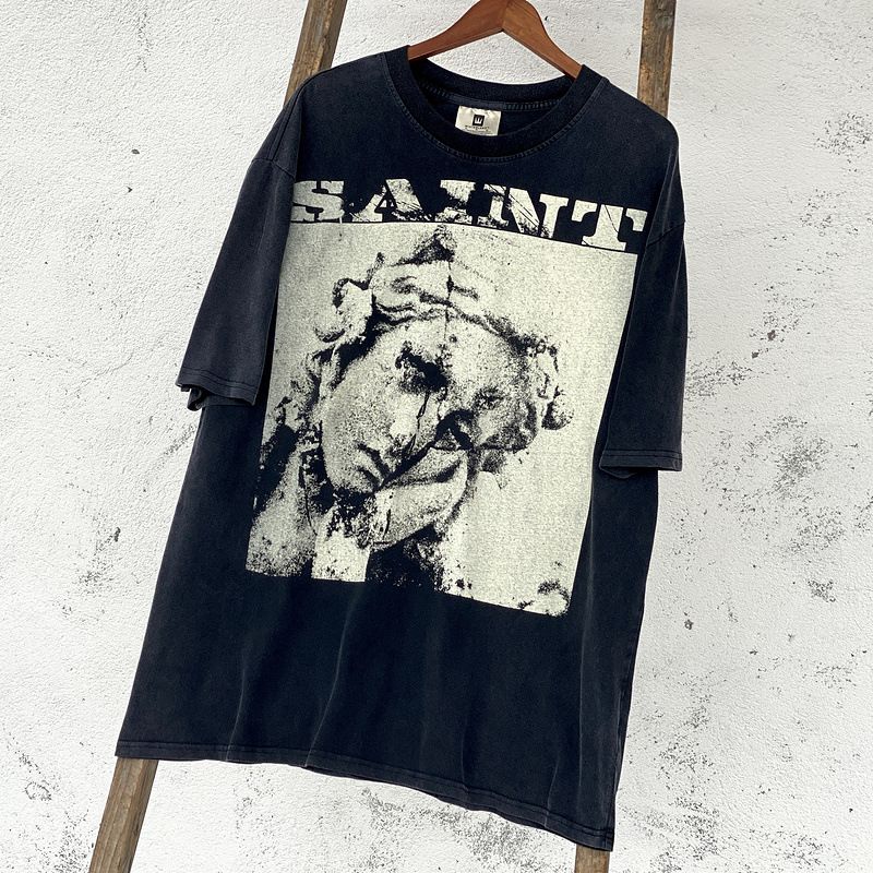 T-shirt a maniche corte lavata vintage stampata americana retrò alla moda da uomo_voghion.com