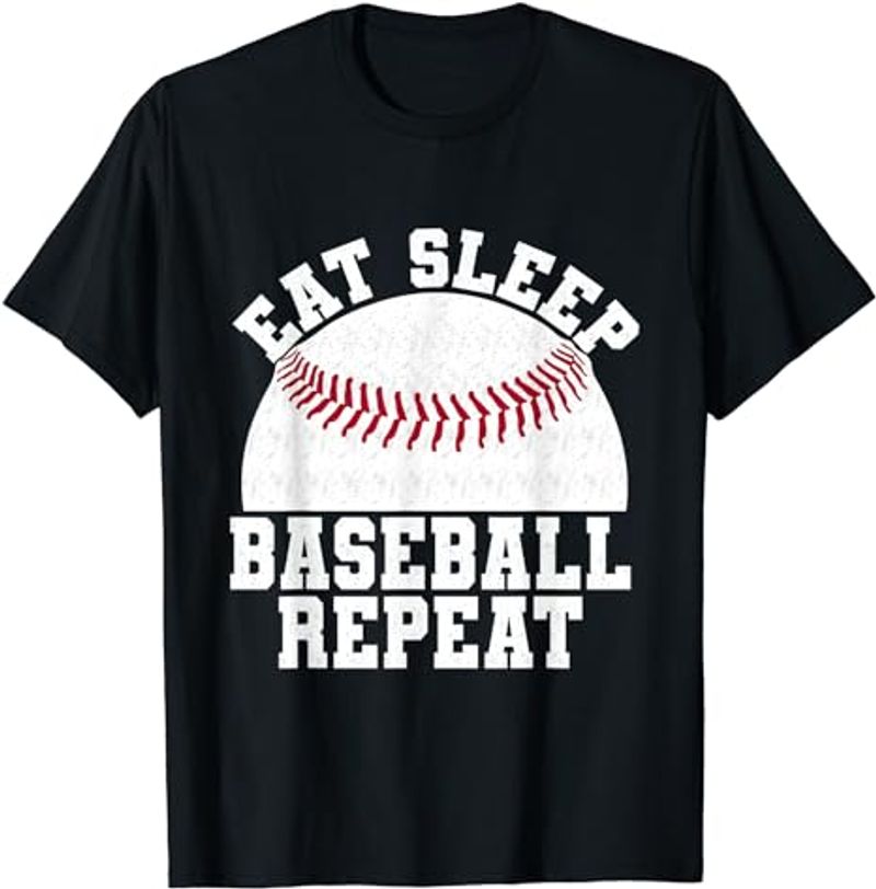 Camiseta divertida de béisbol "Come, duerme, repite", jugador de béisbol_voghion.com