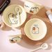Kids Ceramic Rice Bowl Set - Cute French Cream Style Tableware High-Quality Porcelain Dish Set For Children Microwave & Dishwasher Safe_voghion.com