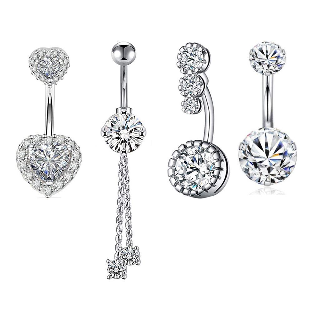 Set di anelli per ombelico in acciaio inossidabile amore, anello ombelicale, gioielli penetranti per il corpo. Anelli per ombelico, set da 4 pezzi_voghion.com