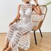 Damenbekleidung Hohler Blumenstrandrock Taillengurt Quaste Langer Rock Beliebter Strandrock_voghion.com