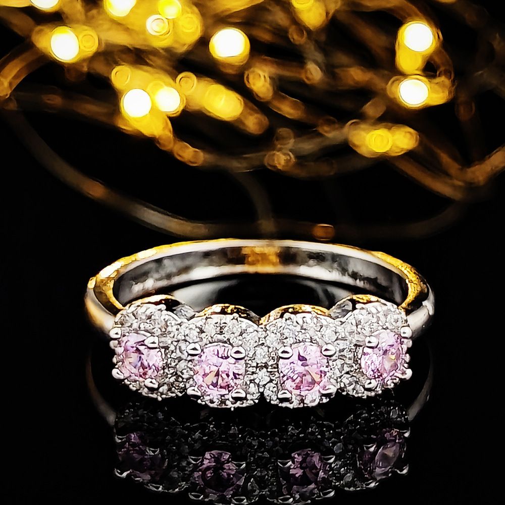 Exaggerated Plain Pink Niche High-end Non-fading Combination Ring For Women Z2_voghion.com