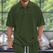 American Oversize Jacquard Knitted Turn-down Collar T-shirt For Men Summer Loose Fit Versatile Top_voghion.com