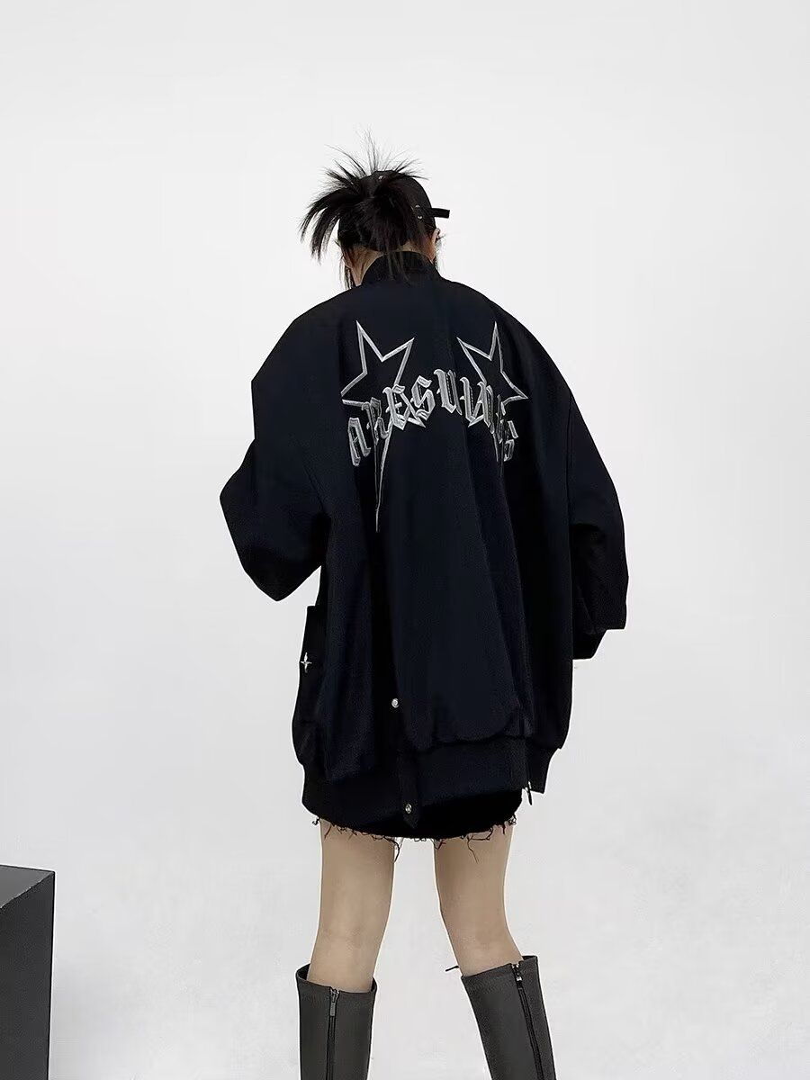 Muška odjeća Hip hop muške i ženske jakne izvezene parove široke bejzbol uniforme Aviator Chic vintage vinsko crvena jakna_voghion.com