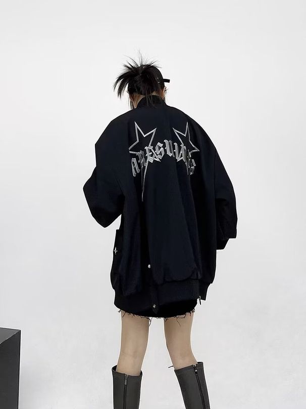 Muška odjeća Hip hop muške i ženske jakne izvezene parove široke bejzbol uniforme Aviator Chic vintage vinsko crvena jakna_voghion.com