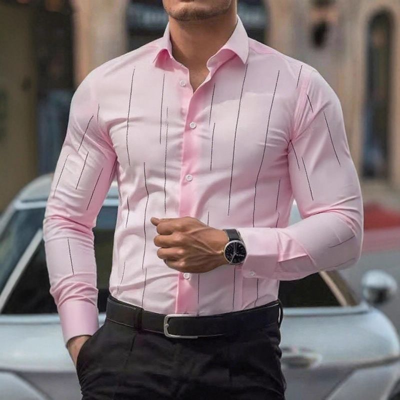 Men's New Four Sided Stretch Long Sleeved Shirt Spring And Autumn Thin Striped Business Non Iron Outer Wear Slim Shirt Men_voghion.com
